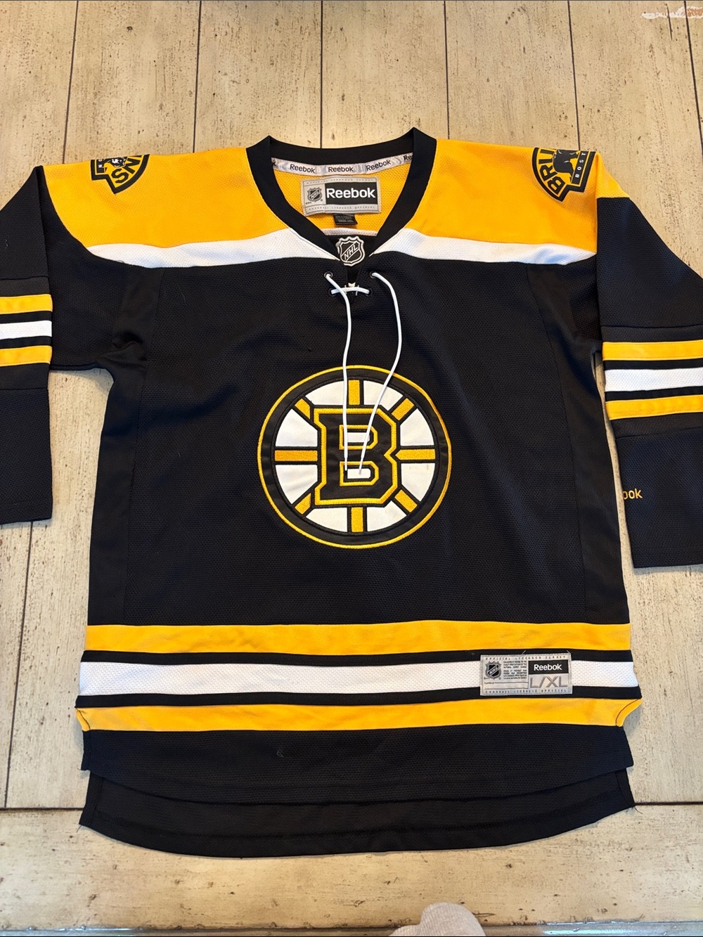 Reebok Black and Gold Boston Bruins Hockey Jersey